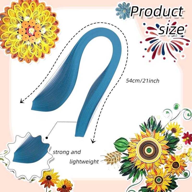 silllule 360Pcs Paper Quilling Strips 3mm (1/8inch) Width 54cm (21inch) Length Strips Quilling Art Paper, Single Color Quilling Strips Paper for Art,Parper Craft Decorating,Paper Hand Craft (Lake Blue) - Image 2